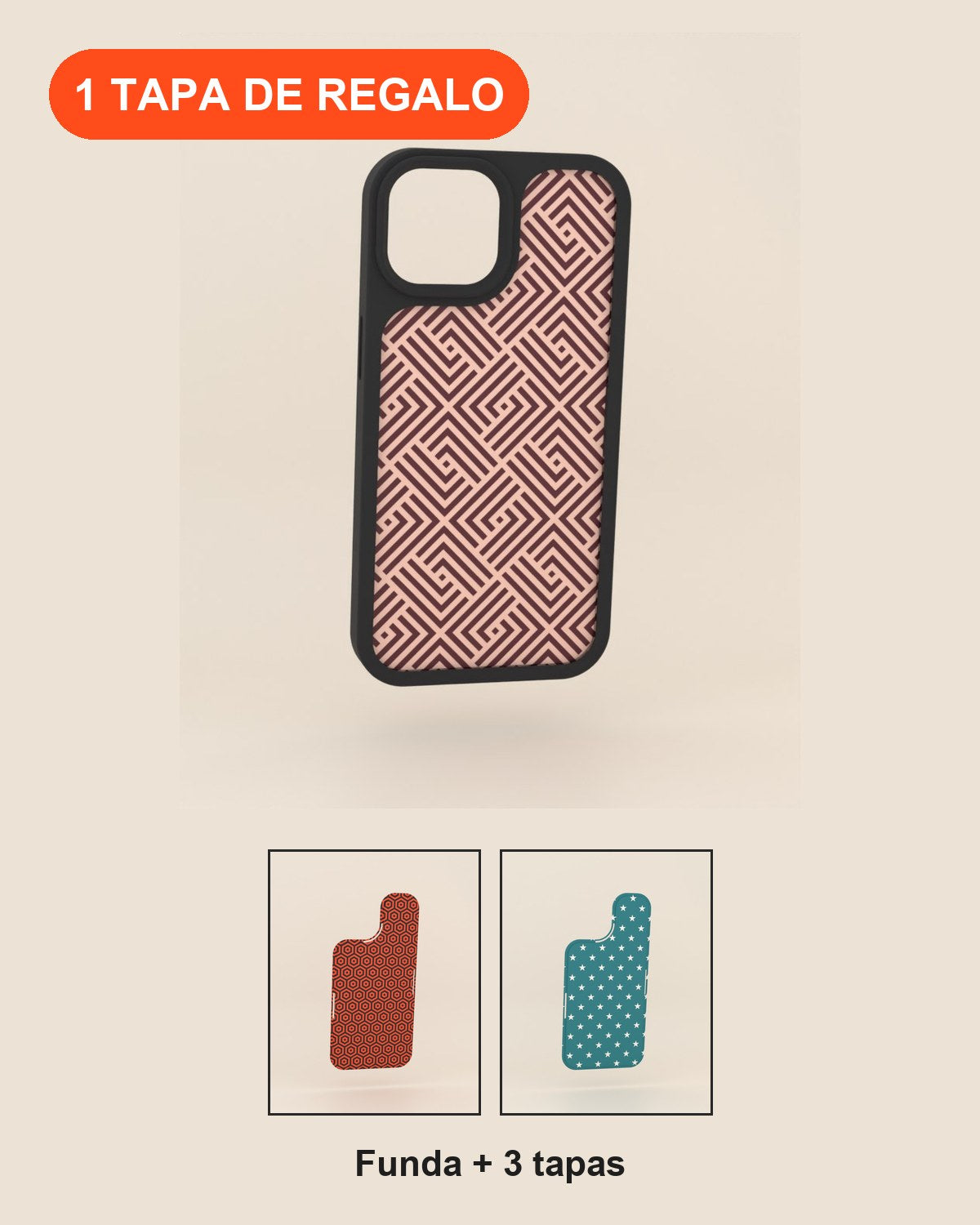 Funda + 2 tapas + 1 de regalo (3 tapas en total)